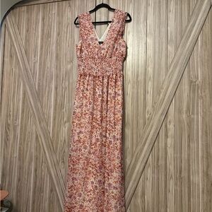 Banana Republic Floral Pink and White Maxi Dress